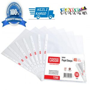 Kristal Poşet Dosya  40 Mikron Cassa 7260 100 Lü Paket